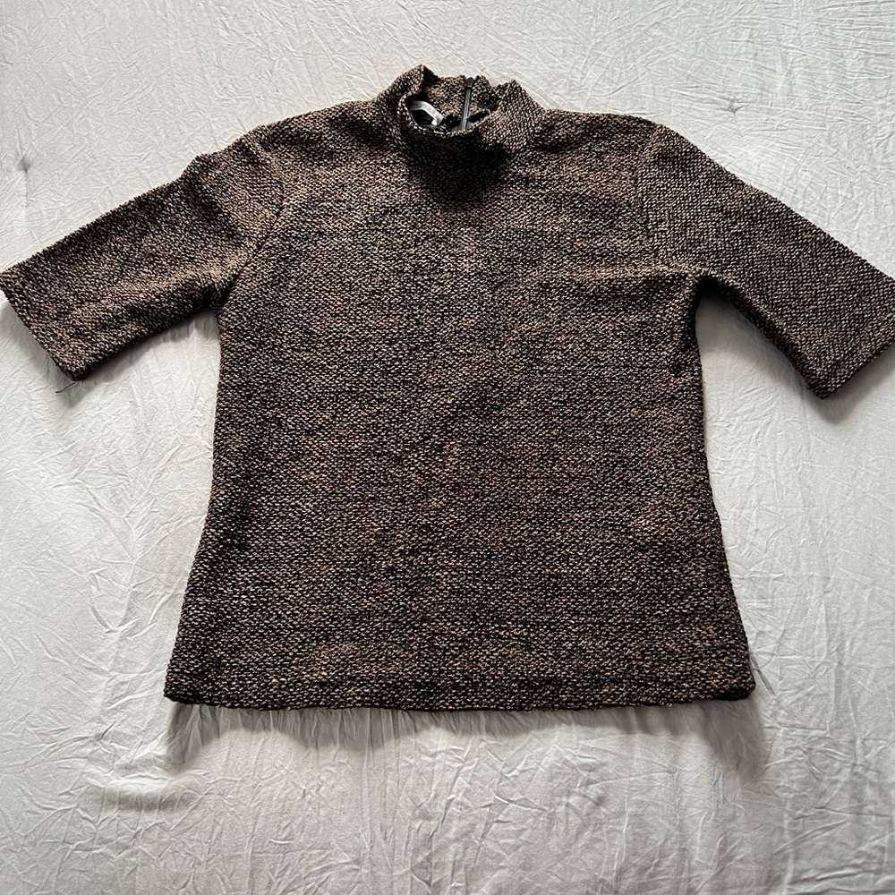 Zara Textured Dark Brown Cowl Neck Sweater